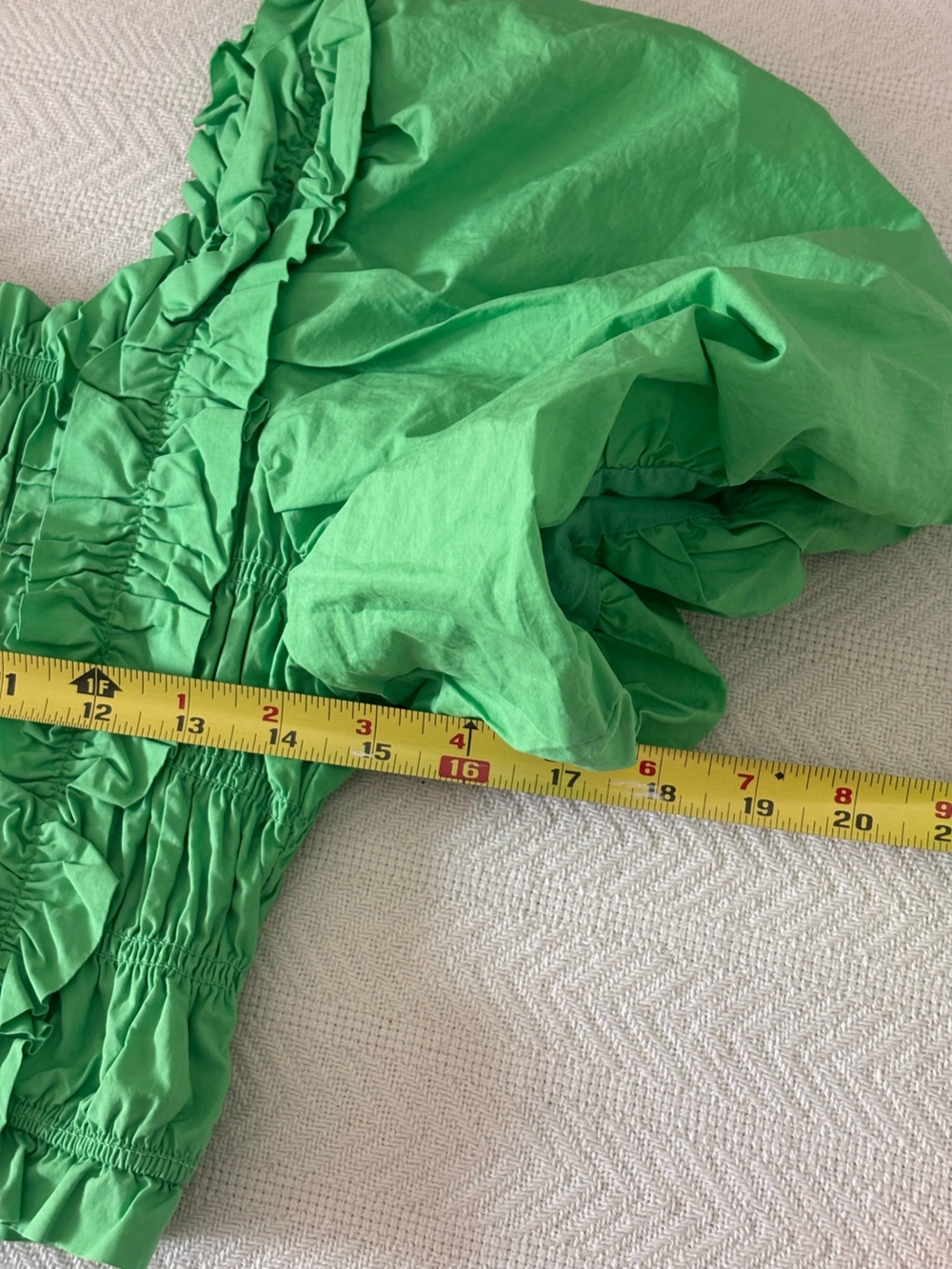 🟣Endless Rose Bright Green Smocked Ruffle Crop Top - Picture 9 of 11